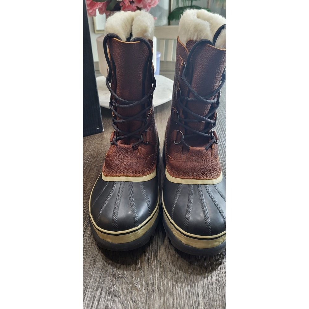 Sorel Caribou Men's Waterproof Winter Boots Size 9 Tobacco Brown Rated -40F New - Picture 6 of 16